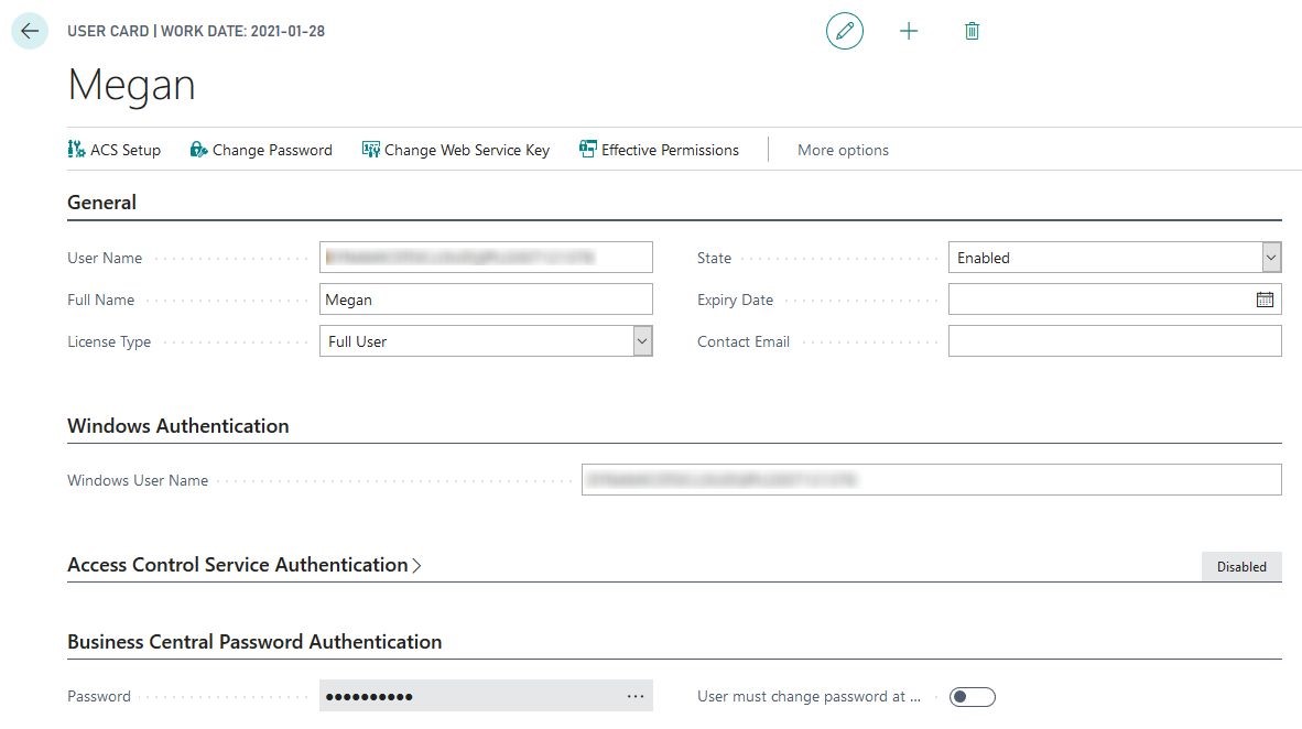 Dynamics 365 Business Central Client_User Card