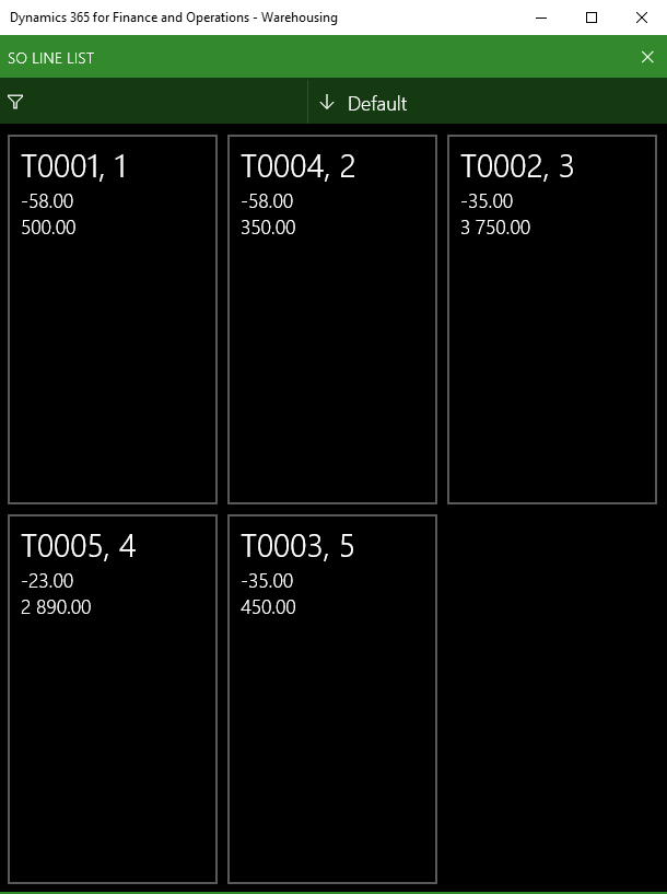 Sales order line list in Dynamics 365 Finance & Supply Chain Management